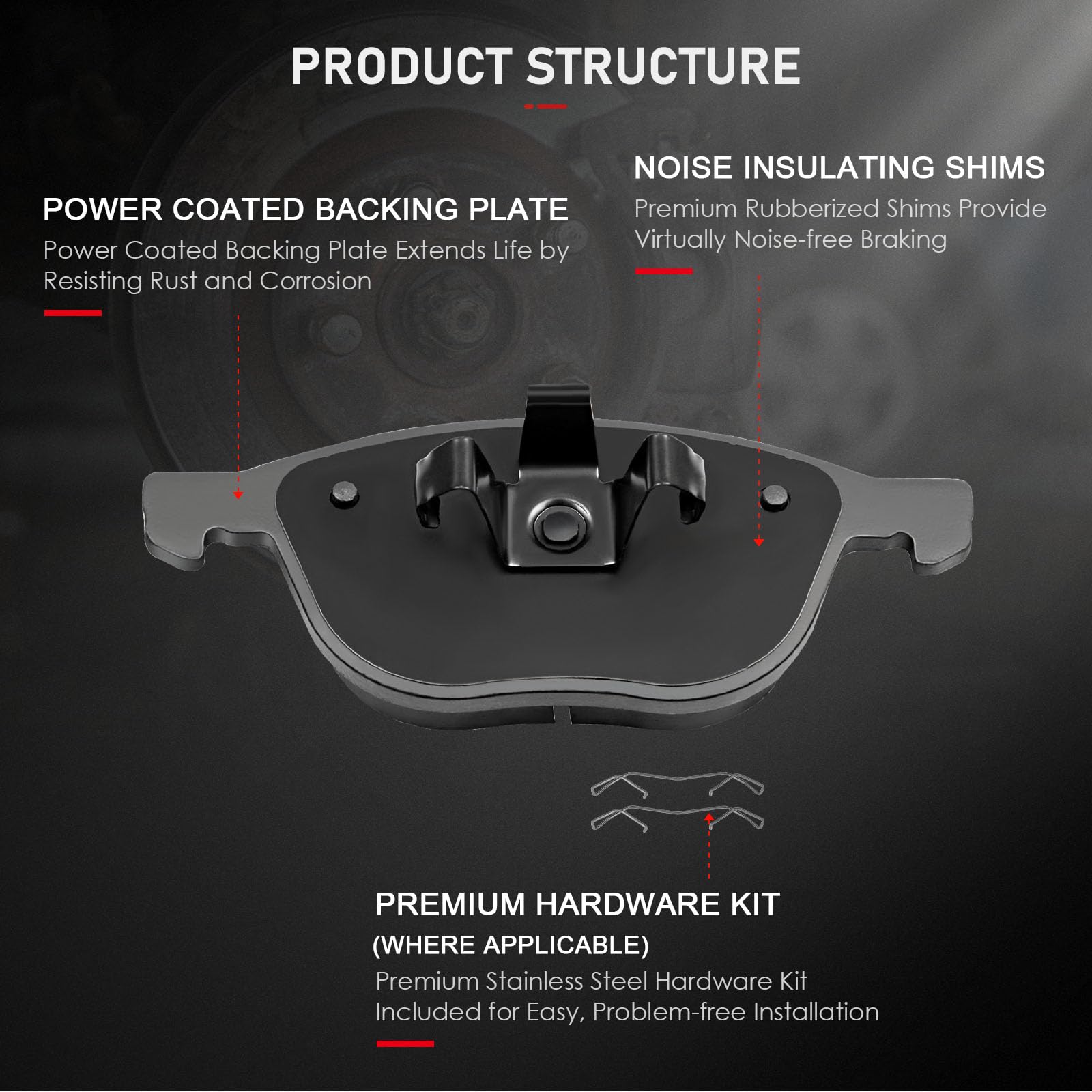 Cciyu D1044 Front Ceramic Disc Brake Pads Kit For Ford C-Max Ecosport Escape Focus Transit Connect For Mazda 3 3 Sport 5 For Vol
