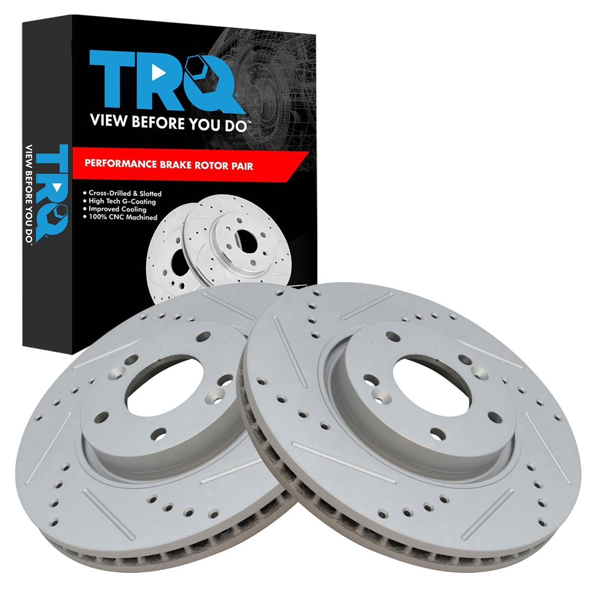Trq Front Performance Brake Rotor Drilled Slotted Pair For 2010-2015 Forte / 2010-2015 Forte Koup / 2014-2015
