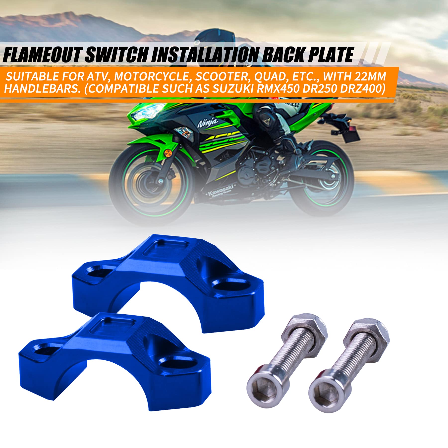 Oraevy Cnc Engine Kill Switch Mounting Backplate For 7/8'' Handlebars - Blue