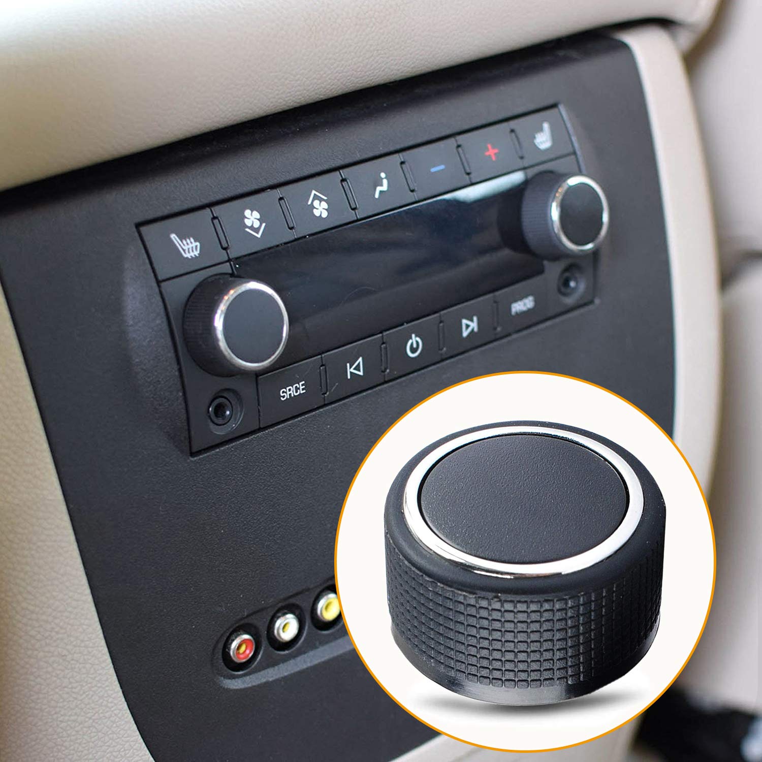 Rear Control Knobs Compatible With 2007-2013 Chevy Tahoe Chev-Rolet Silverado Gmc Acadia Sierra Escalade Buick Enclave Yukon Cadillac-Audio Volume Control Knob Replacements Gm 22912547