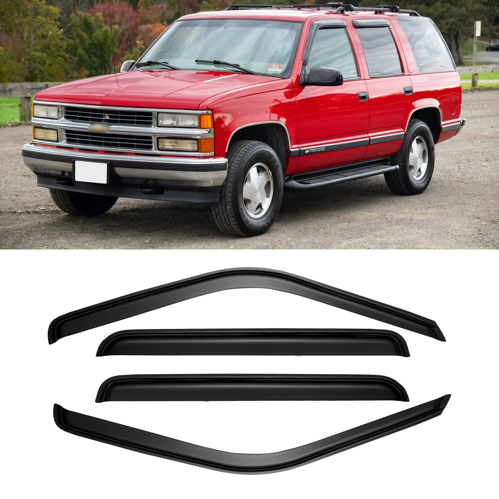 Cmvt Auto Window Visors For 1995-2000 Tahoe/Yukon, 1992-99 Suburban, Chevy/Gmc C/K 1500/2500/ 3500 For Crew Cab 92-2000, Rain Gu