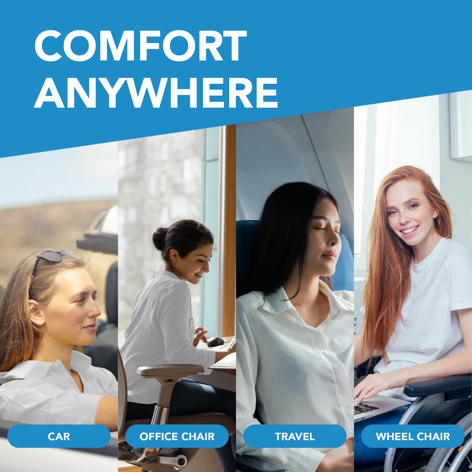 Kingphenix Wedge Car Seat Cushion: Memory Foam Truck Seat Cushion For Car Seat Driver - Sciatica And Back Pain Relief - Enhancin