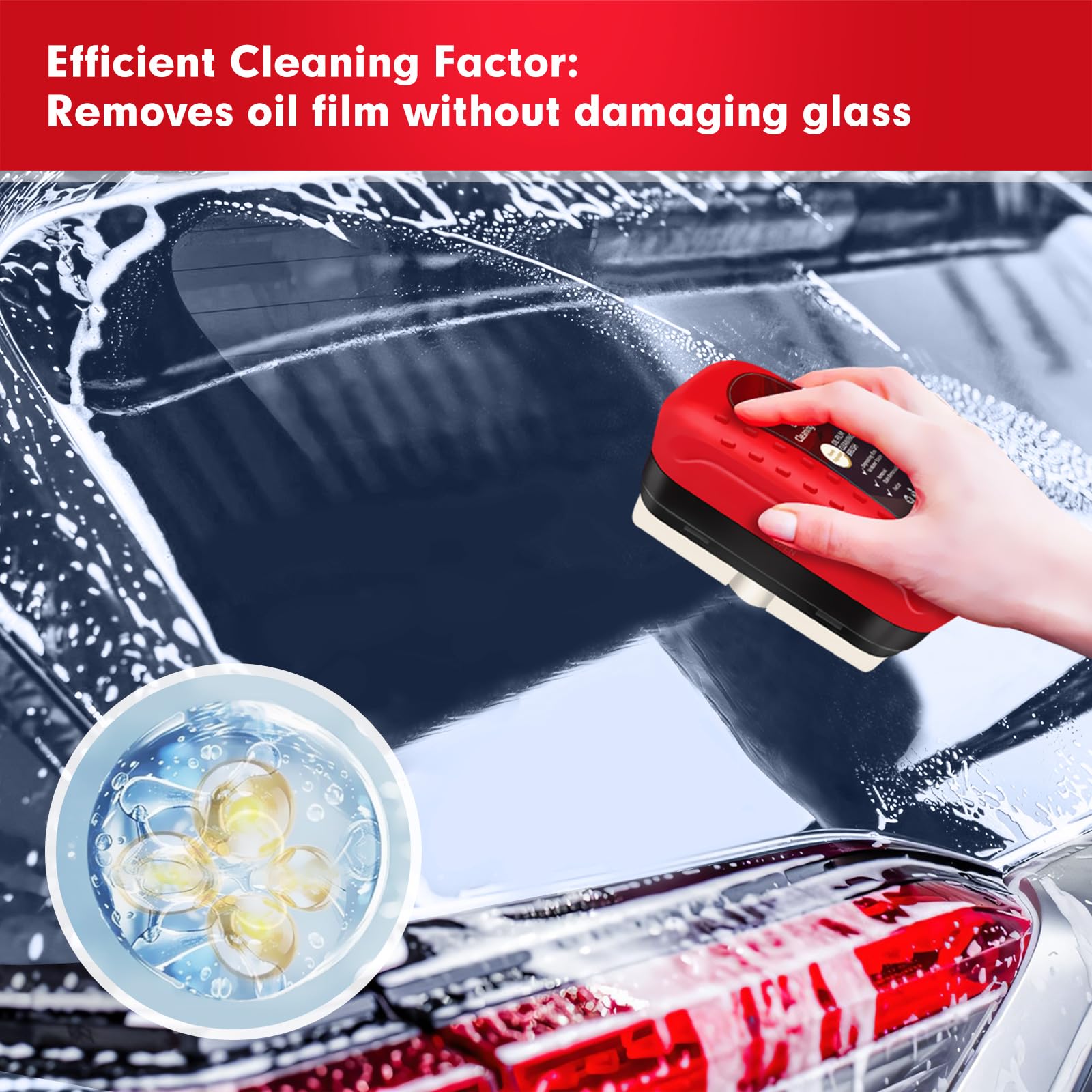 NONENDU Automotive Oil Film Cleaning Brush, Car Glass Oil Film Cleaner, Anti-Rain Fog Car Glass Cleaner, Car Windshield Cleaner