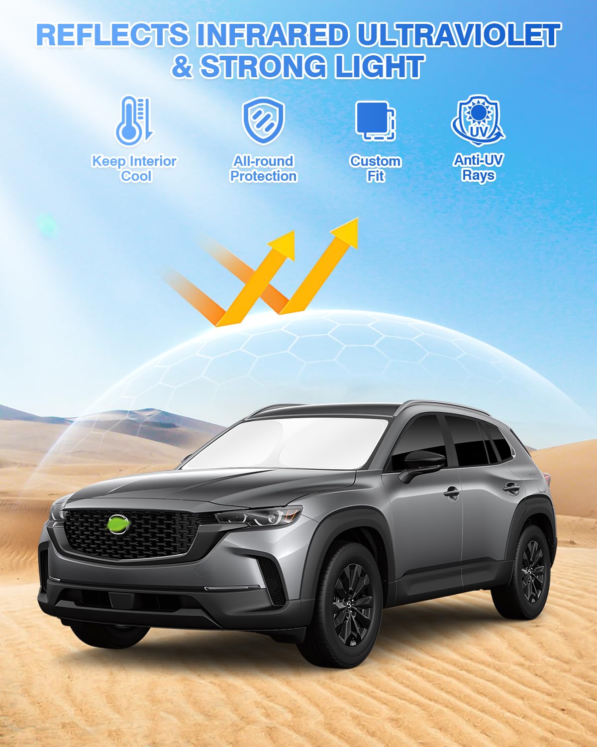 Canvcle Sunshades For Mazda Cx-50 2023-2025 Cx50 Accessories Windshield Sun Shade Side Rear Window Shade Cover Sun Visor Shield