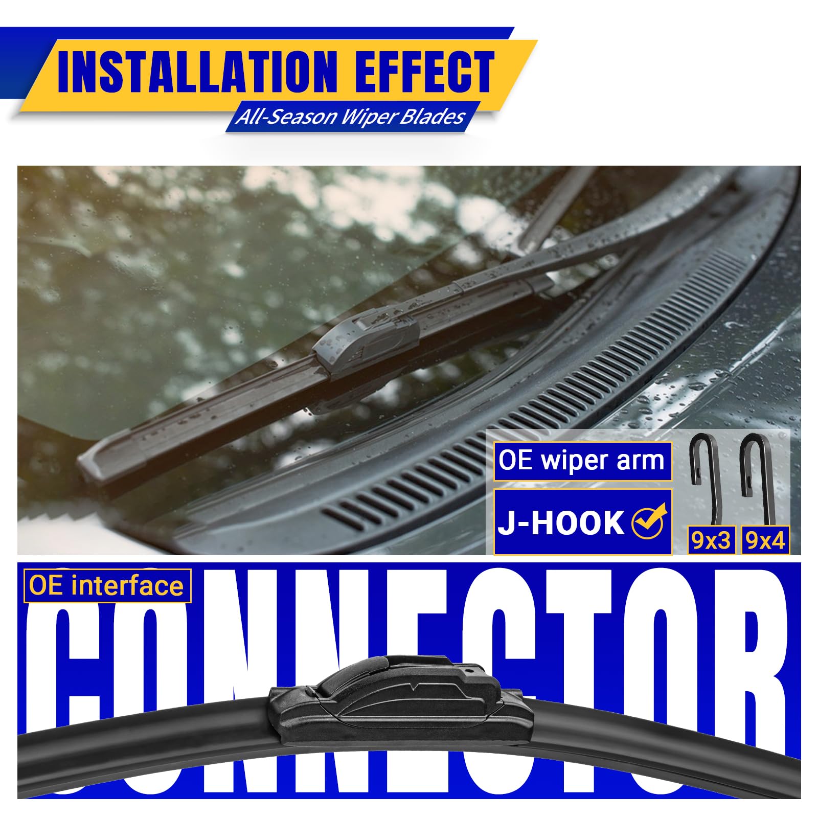 3 Wipers Replacement For 2017-2021 2022 Kia Niro, Windshield Wiper Blades Original Equipment Replacement - 26/16/12 (Set Of 3) U/J Hook