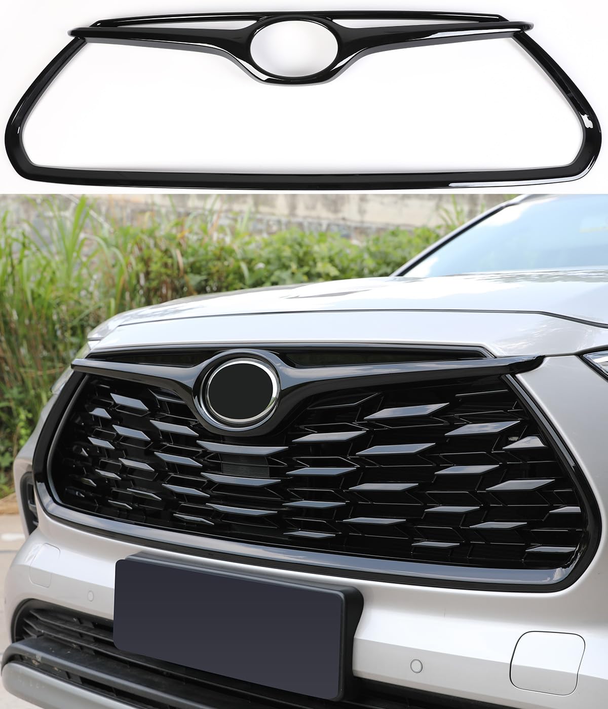 for Toyota Highlander Grille Mesh Cover Trims, Sporty Updated Luxury Front Grille Frame for Highlander 2025 2024 2023 2022 2021 