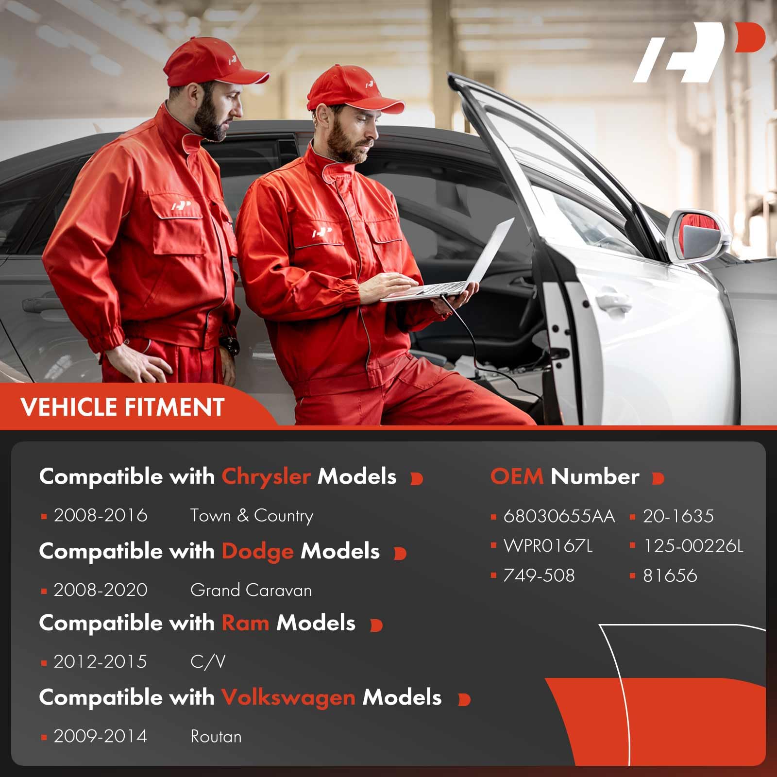 A-Premium Power Electric Window Regulator Without Motor Replacement For Town & Country Dodge Grand Caravan Ram C/V Volkswagen Ro