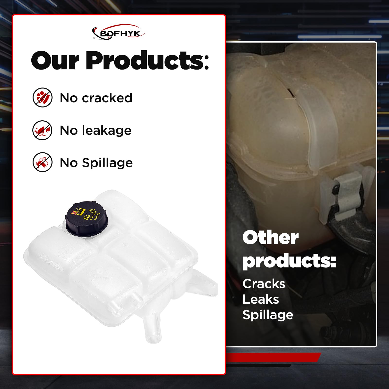 Bdfhyk Engine Coolant Expansion Reservoir Overflow Tank Compatible With Ford C-Max Escape Focus Transit Connect Replace 603-382 Cv6Z-8A080-A Fo3014109 Fo3014110 8V61-8K218-Ae Cv6Z8A080A 8V618K218Ae