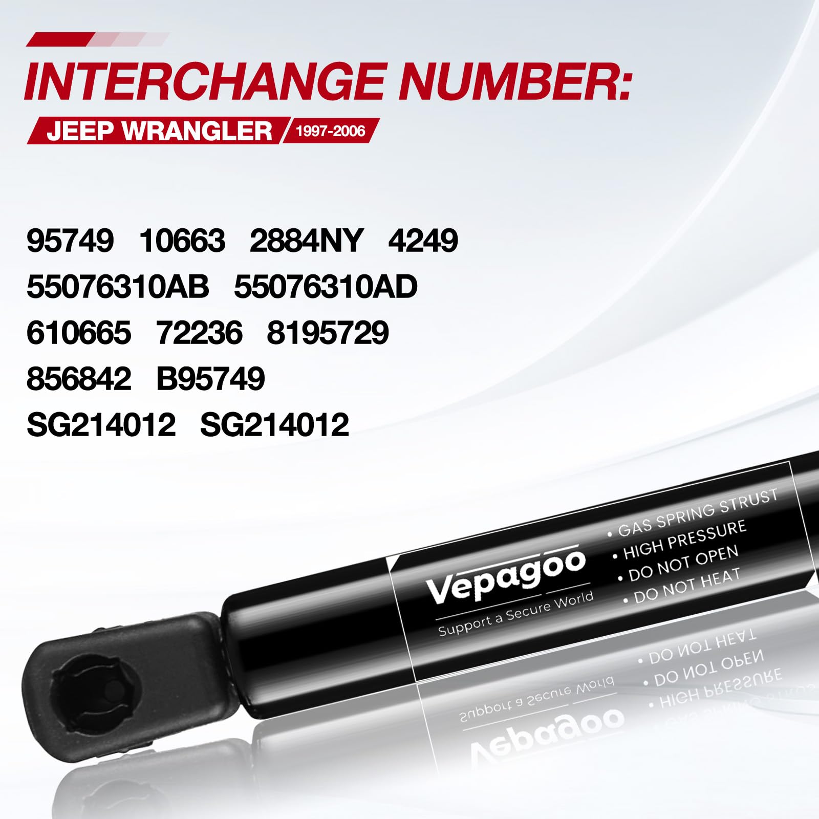 2 Rear Window Glass Lift Supports Springs Struts Shocks 4249 For Jeep Wrangler 1997 1998 1999 2000 2001 2002 2003 2004 2005 2006