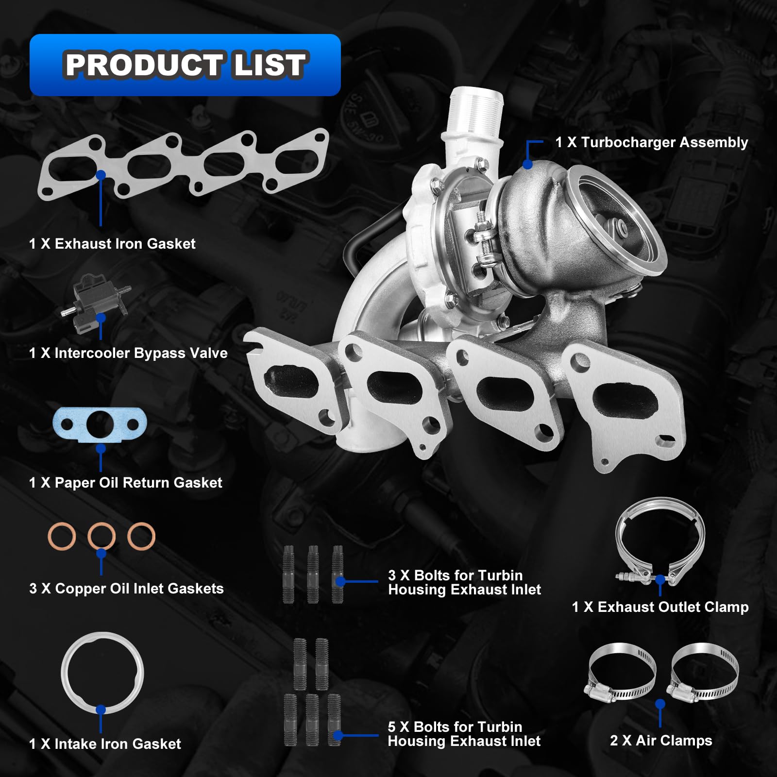 AUTOBABA 667-203 Turbo Turbocharger Kit with Gasket Compatible with 2011-2016 Chevrolet Cruze 2012-2020 Chevy Sonic 2013-2018 Tr