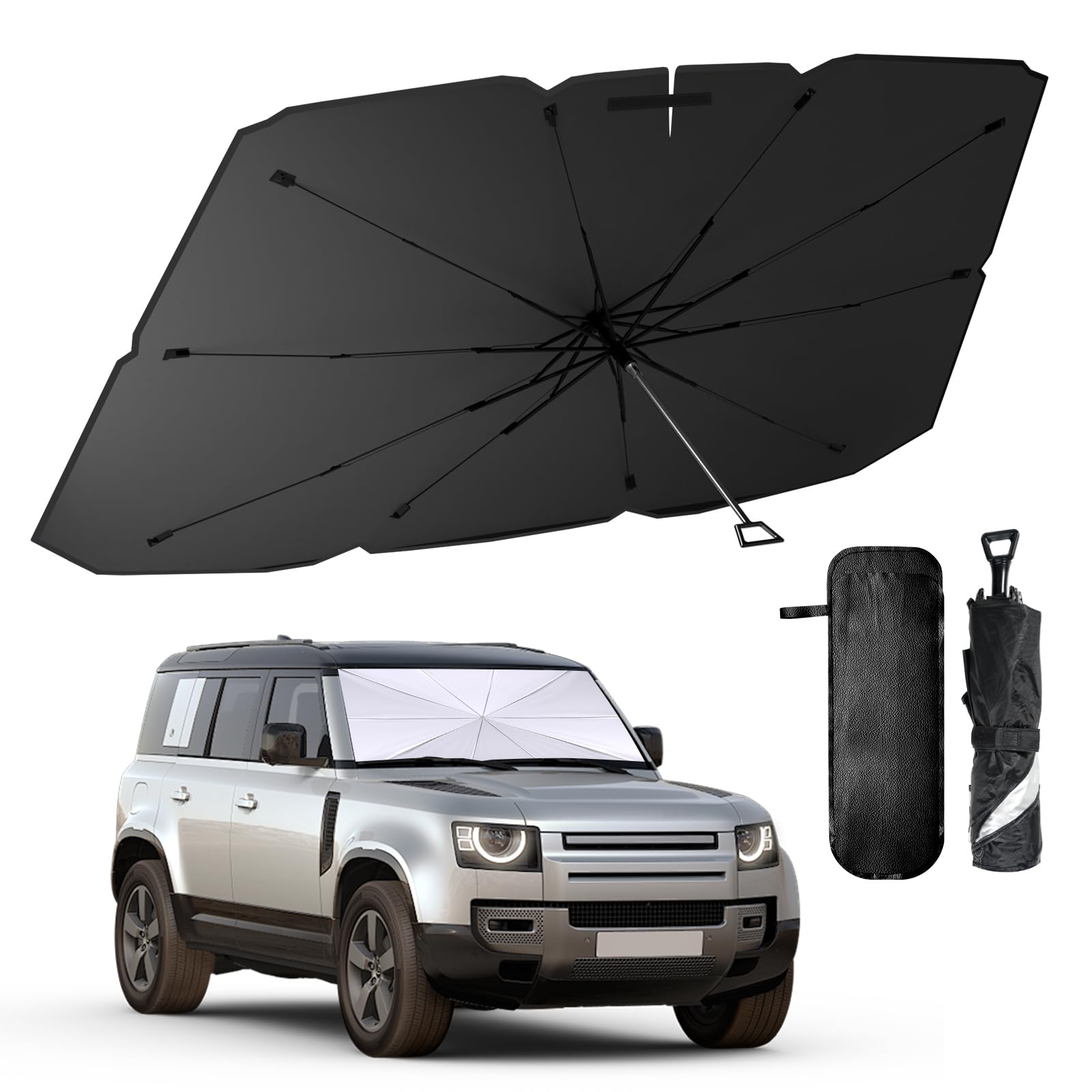 Helloleiboo Foldable Car Windshield Sun Shade Umbrella 360Rotating 55 ''X30 ''Sunshade For Car Windshield Front Window Reflectiv