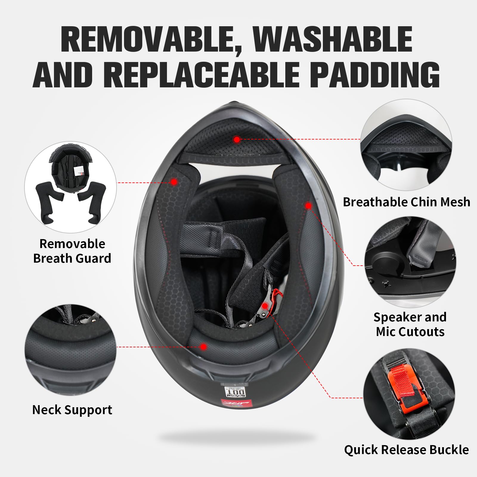 Jqf Gear Full Face Motorcycle Helmet Ws-607 Dot Approved Motorbike Racing Street Bike Helmets For Adults With Visor (Gray Ash, X