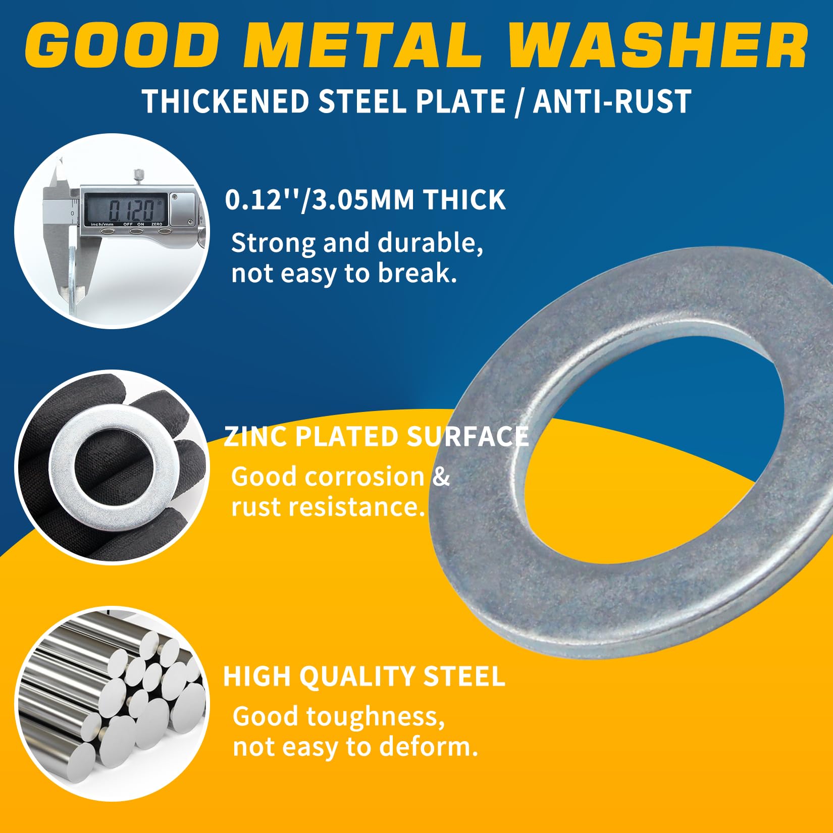 Grepspud 2Sets 1'' Trailer Axle Nut Kits 1'' Thread Spindle Castle Nuts Set With 1'' I.D. Washers & 2.3'' Long Cotter Pins, Trai