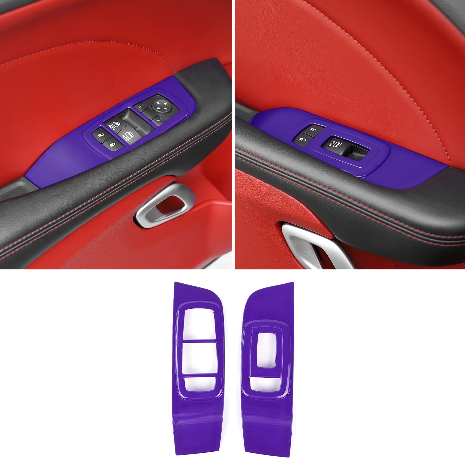 Voodonala Window Lift Panel Cover Trim Accessories For Dodge Challenger 2015-2022(2Pcs/Set,Purple)