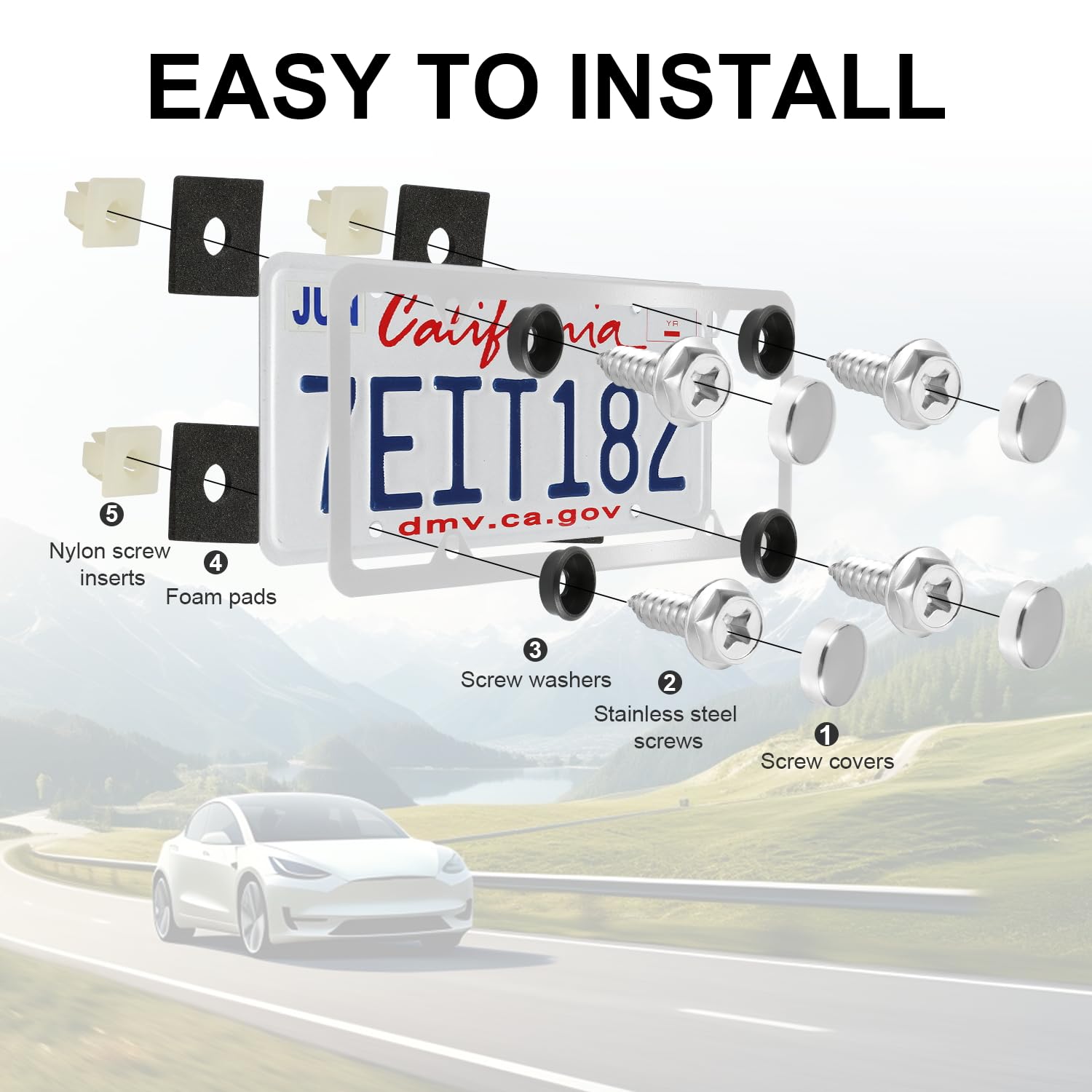 Livtee Rustproof License Plate Screws For Securing License Plates Frames And Covers On Cars And Trucks, 8 Set Premium Stainless