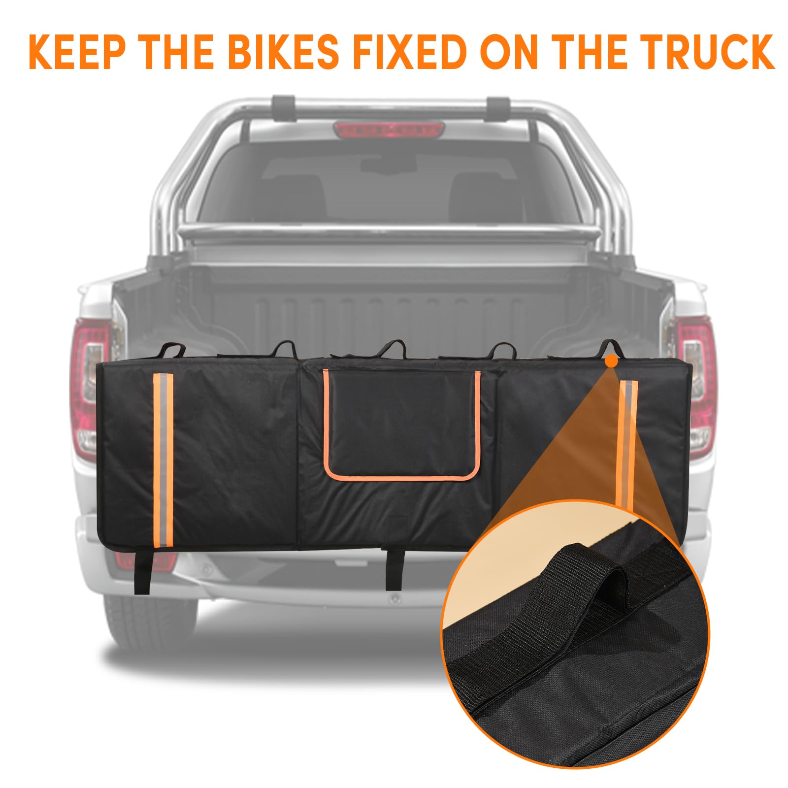 Oulisen Truck Bike Tailgate Pad, Tailgate Pad for Mountain Bike Truck Tailgate Pad with Tool Pocket, Bike Tailgate Protection Pa