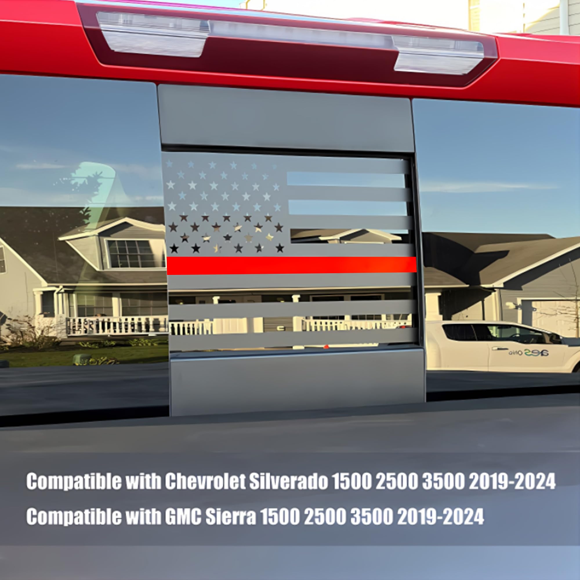 Alicatong Fits Chevy Silverado And Gmc Sierra 2019-2022 2023 2024Rear Middle Back Sliding Window American Us Flag Vinyl Decal, M