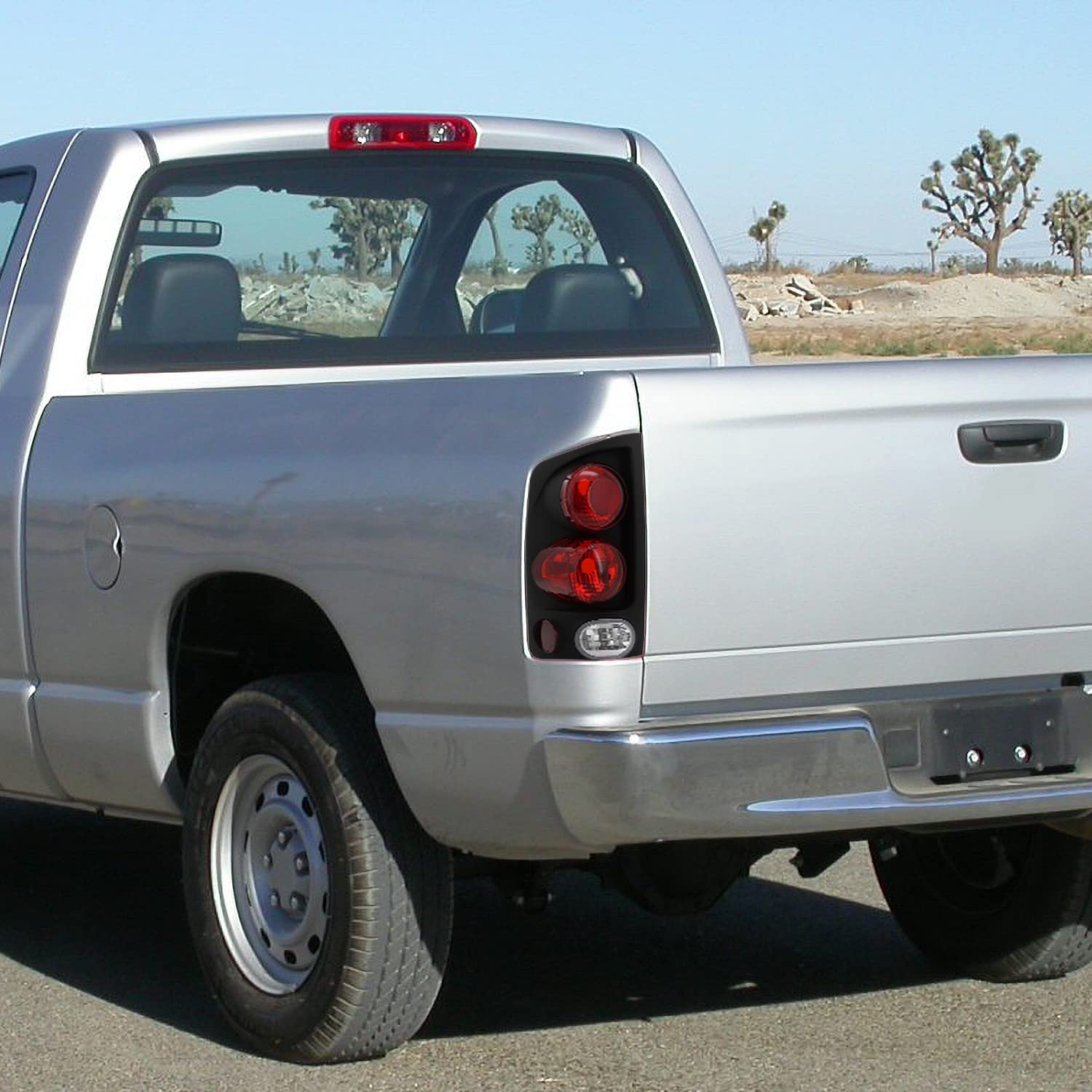 Spec-D Tuning Black Housing Clear Lens Tail Lights Compatible with 2002-2006 Dodge Ram 1500/2500/3500, Left + Right Pair Assembly