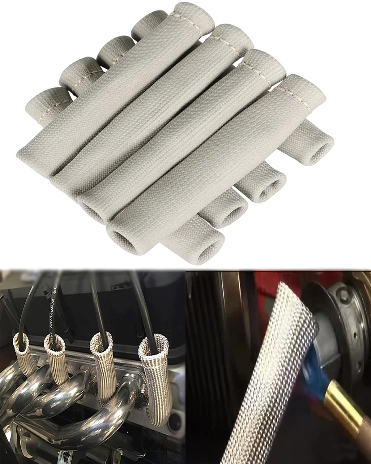 Spark Plug Wire Boots Shield - 8 Pcs 2500 Spark Plug Wire Boots Protector, 6 Inches Spark Plug Heat Sleeve Protection Cover Repl