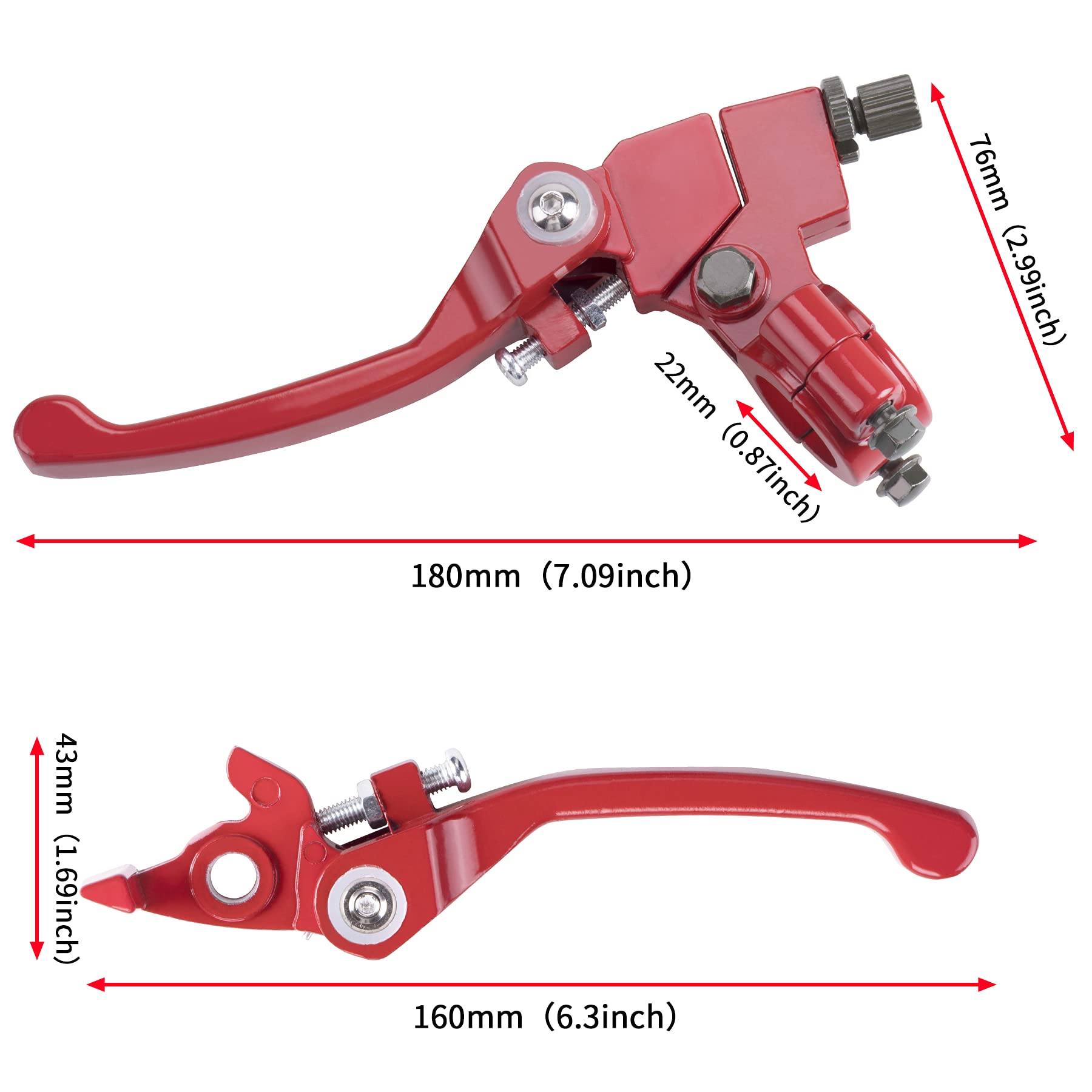 Cncmotok Red Folding Aluminum Clutch Brake Lever For 22Mm 7/8 Inch Handlebar 110Cc 125Cc 140Cc Ttr 125Cc Ssr Xmotos Apollo 125 Pit Dirt Bike Motorcycle