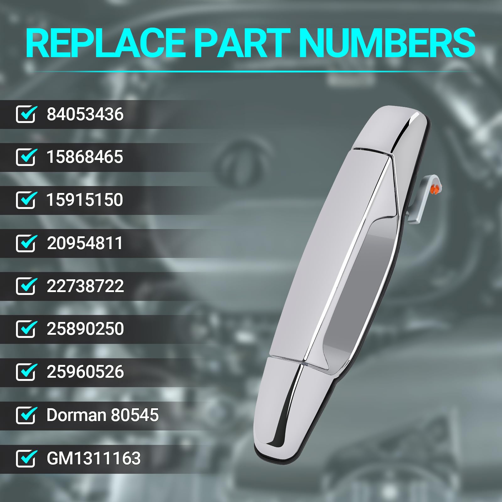 Mnjws Exterior Chrome Door Handle, Front Passenger Side, Compatible With 2007-2014 Chevy Silverado Suburban Tahoe Gmc Sierra Yukon Cadillac Escalade, Replace 22738722 84053436 80545