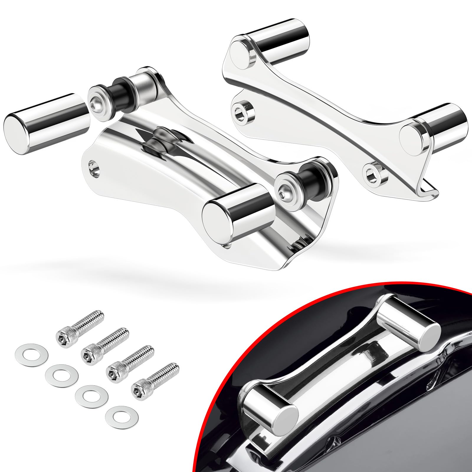 Amazicha Chrome 4 Point Docking Hardware Covers Kit Compatible for Harley Davidson Touring Street Glide, Electra Glide, Road Gli