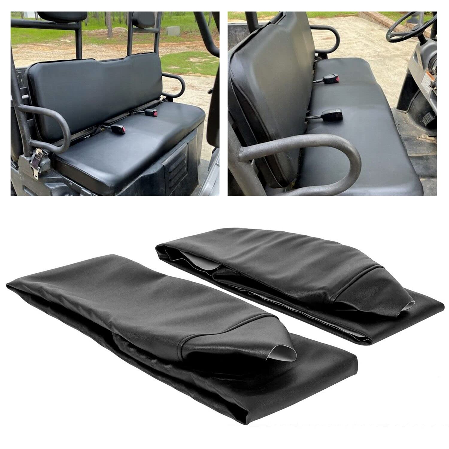 Ecotric Black Seat Cover Replacement Set Compatible With 2002-2008 Polaris Ranger 500 570 700 800 900 & 2009 Polaris Ranger 700 Crew Utv 6X6 4X4 4X2 Utility Rzr