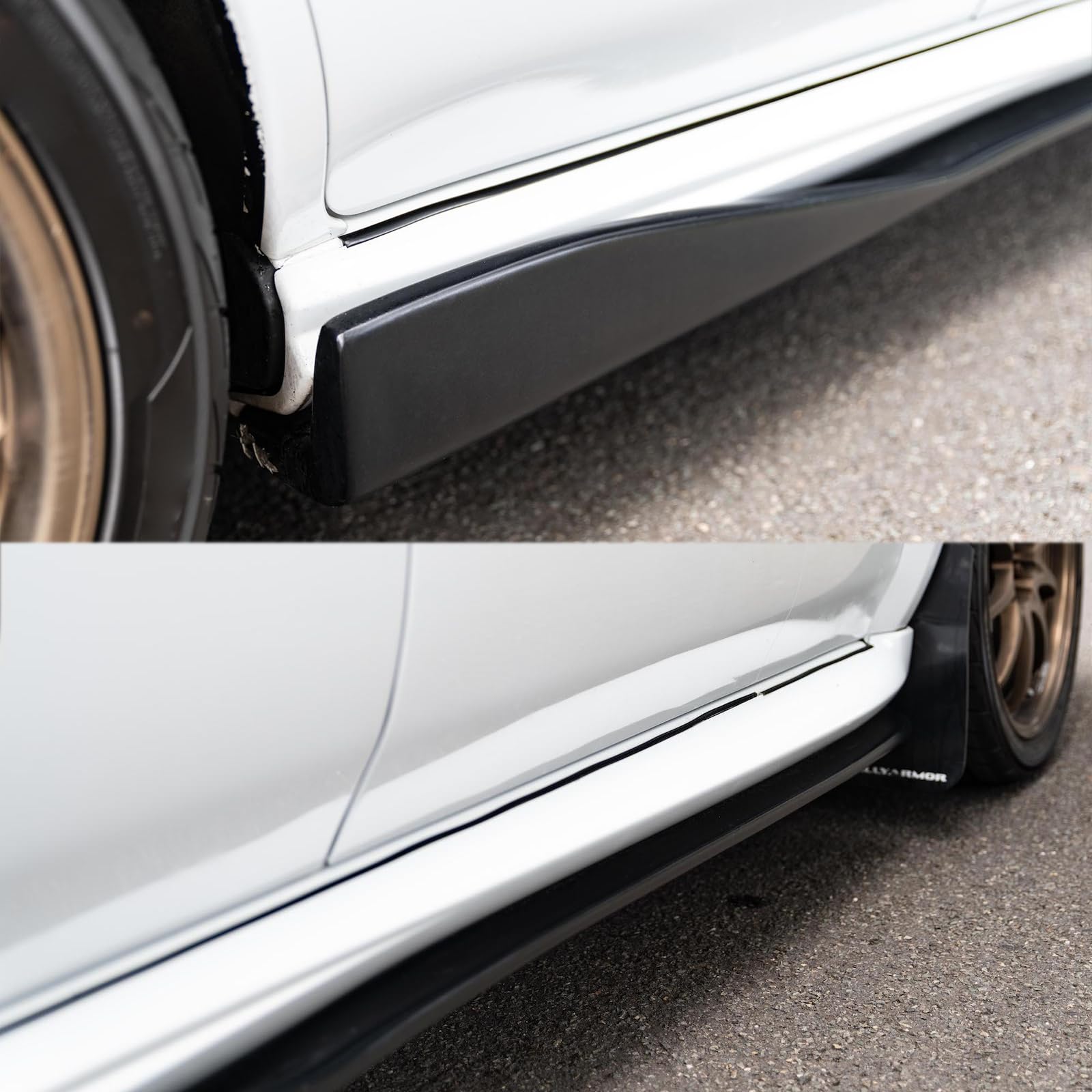 IKON MOTORSPORTS Side Skirts for 2002-2007 Subaru Impreza WRX STI, Unpainted Black, CS Style, 2PC Polypropylene (PP)