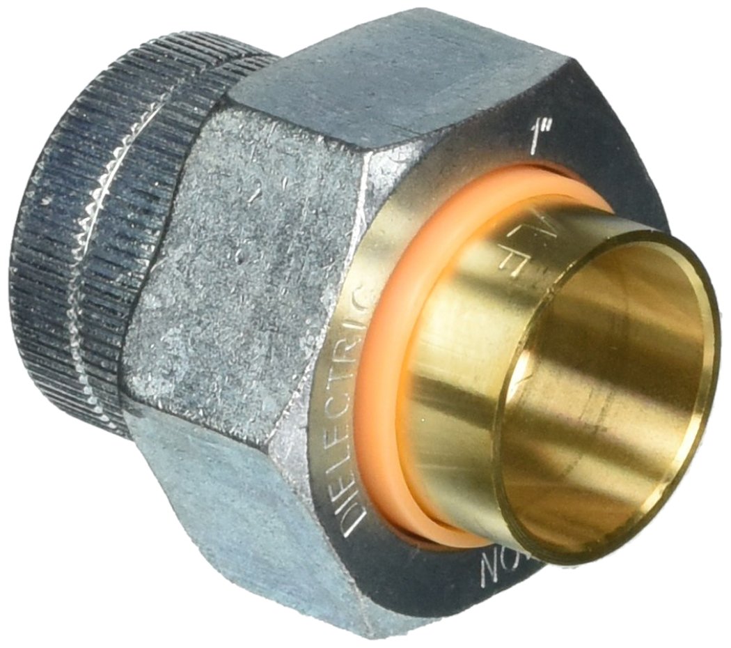 Mueller 168-005NL Dielectric Pipe Union, 1 in, FPT X C, 2-1/4 in L, 250 Psi, Galvanized, 180 Deg F, 1 Inch, Brass