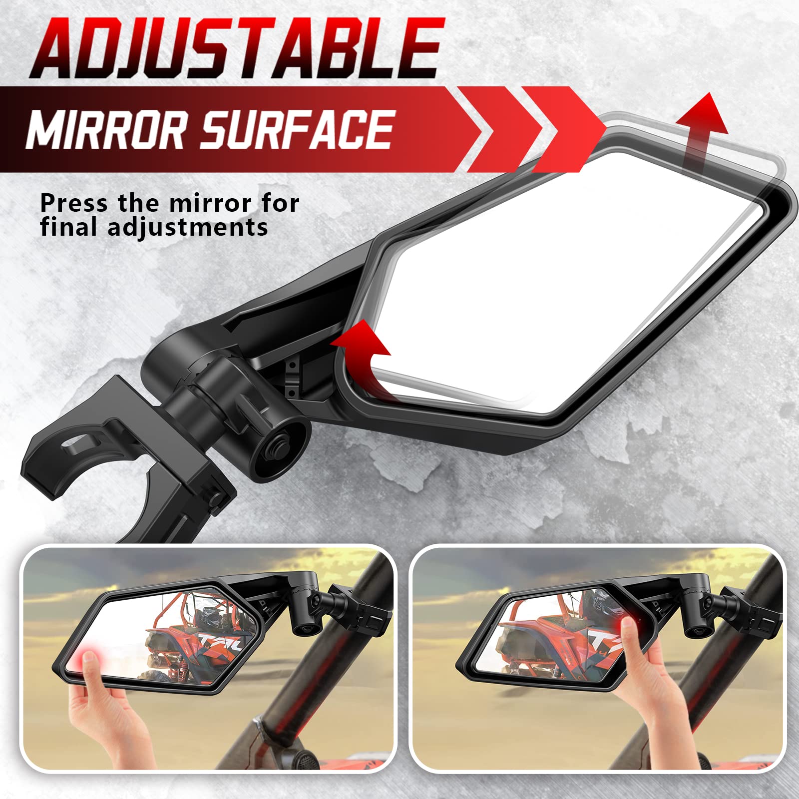 Esploratori UTV Side Mirrors for 1.5''-2'' Roll Bar SXS RZR Side Mirrors with Adjustable Mirror Compatible with Polaris RZR 1000