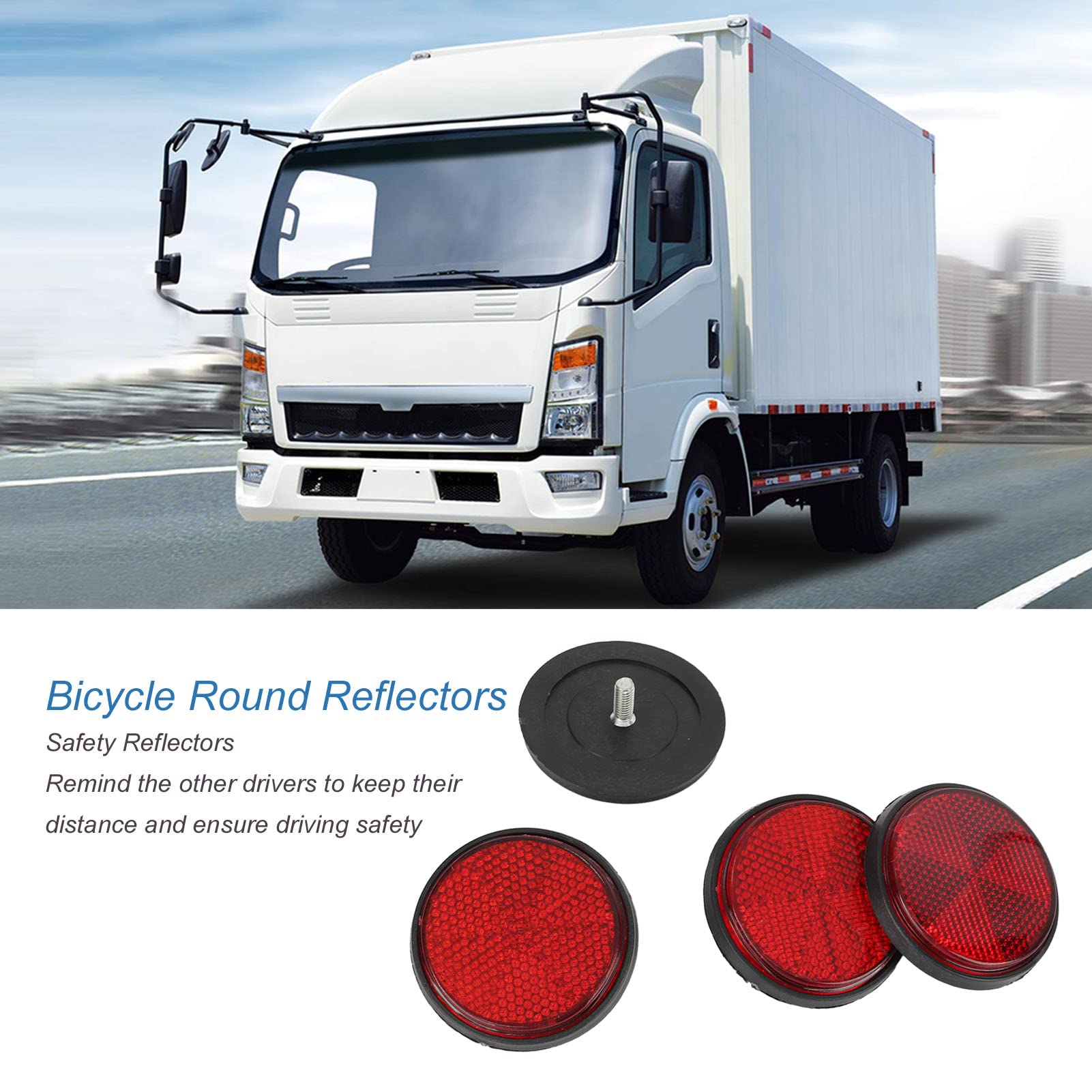 4Pcs Warning Reflector,2in Round Side Marker Reflectors Red M6x1.0 Thread for Motorcycle Bicycles Semi Trucks Trailers Boats Sco