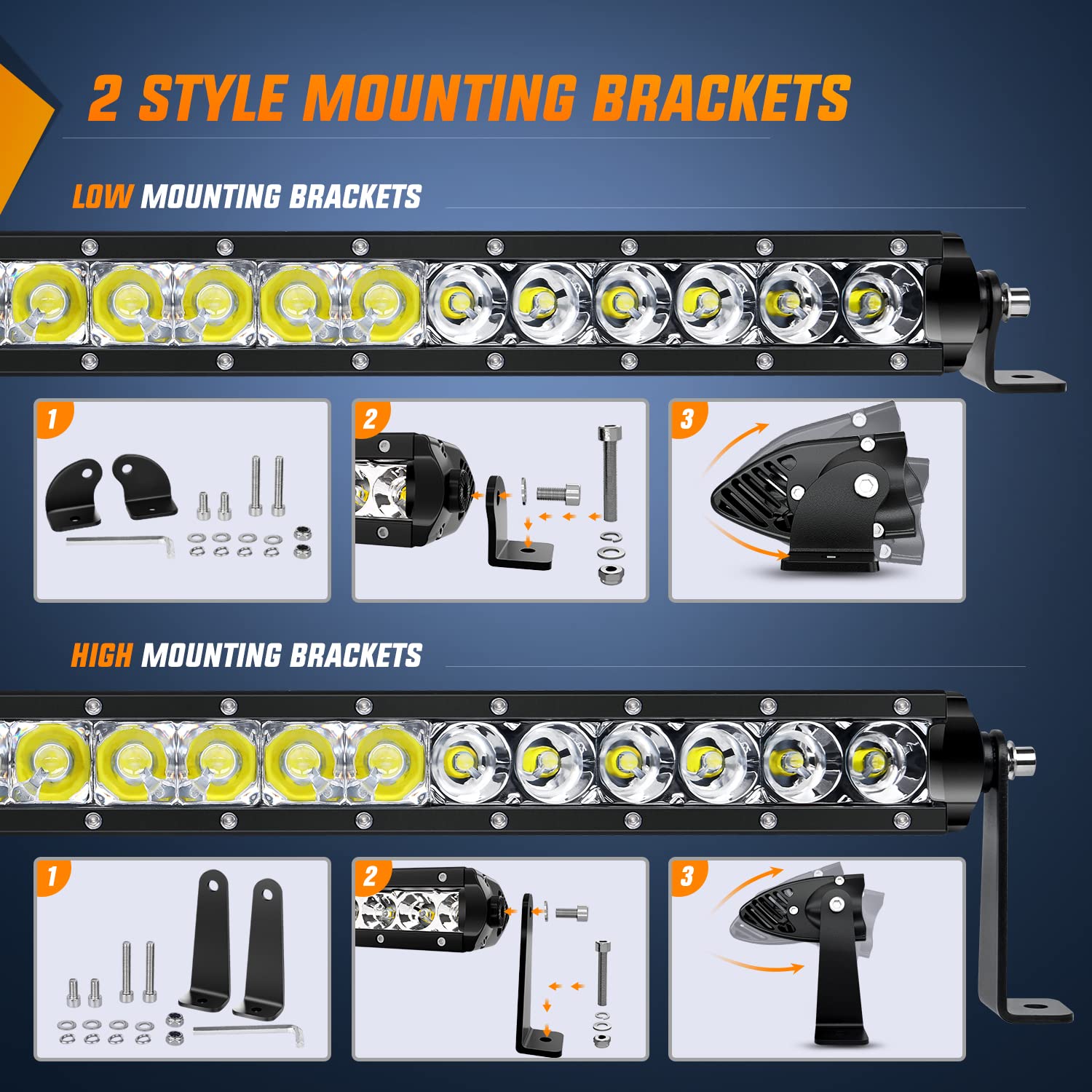 Nilight - 40005C-A 31Inch 150W Spot & Flood Combo Single Row 14500Lm Off Road Led Fog & Driving Roof Bumper Light Bars For Jeep