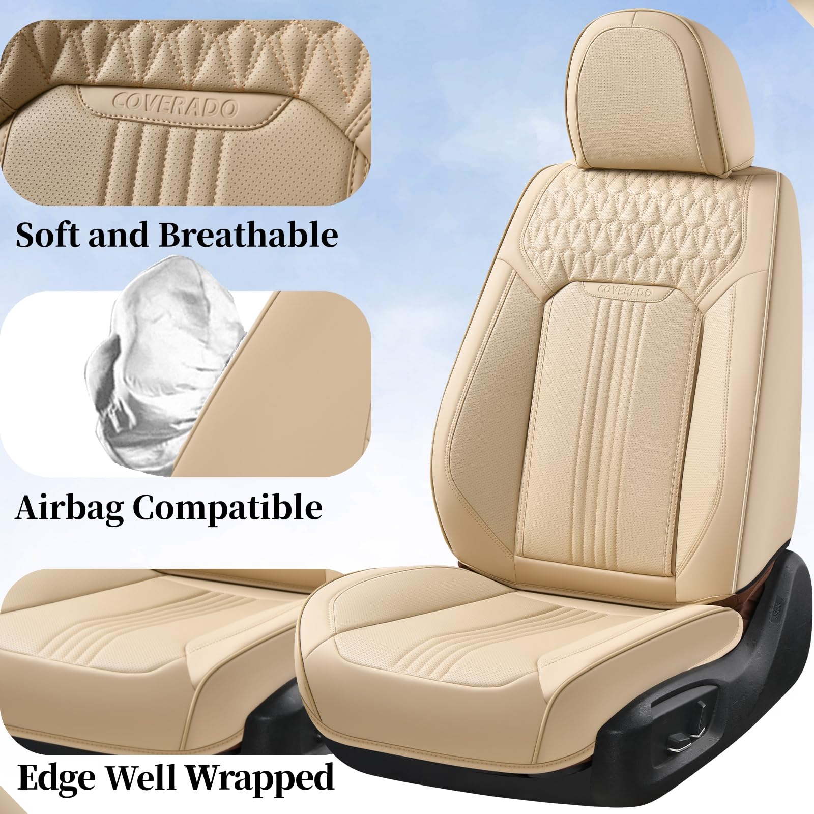 Coverado Seat Covers, Car Seat Covers Front Seats, Beige Car Seat Cover, Waterproof Car Seat Covers, Car Seat Cushion, Front Car