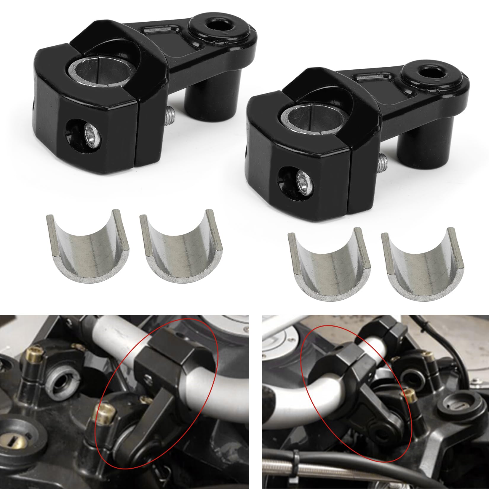 PSLER 2 Inch Pivot Handlebar Risers - Motorcycle Universal Handlebar Mount Handlebar Risers for 22mm 7/8''and 28mm 1-1/8'' Handl