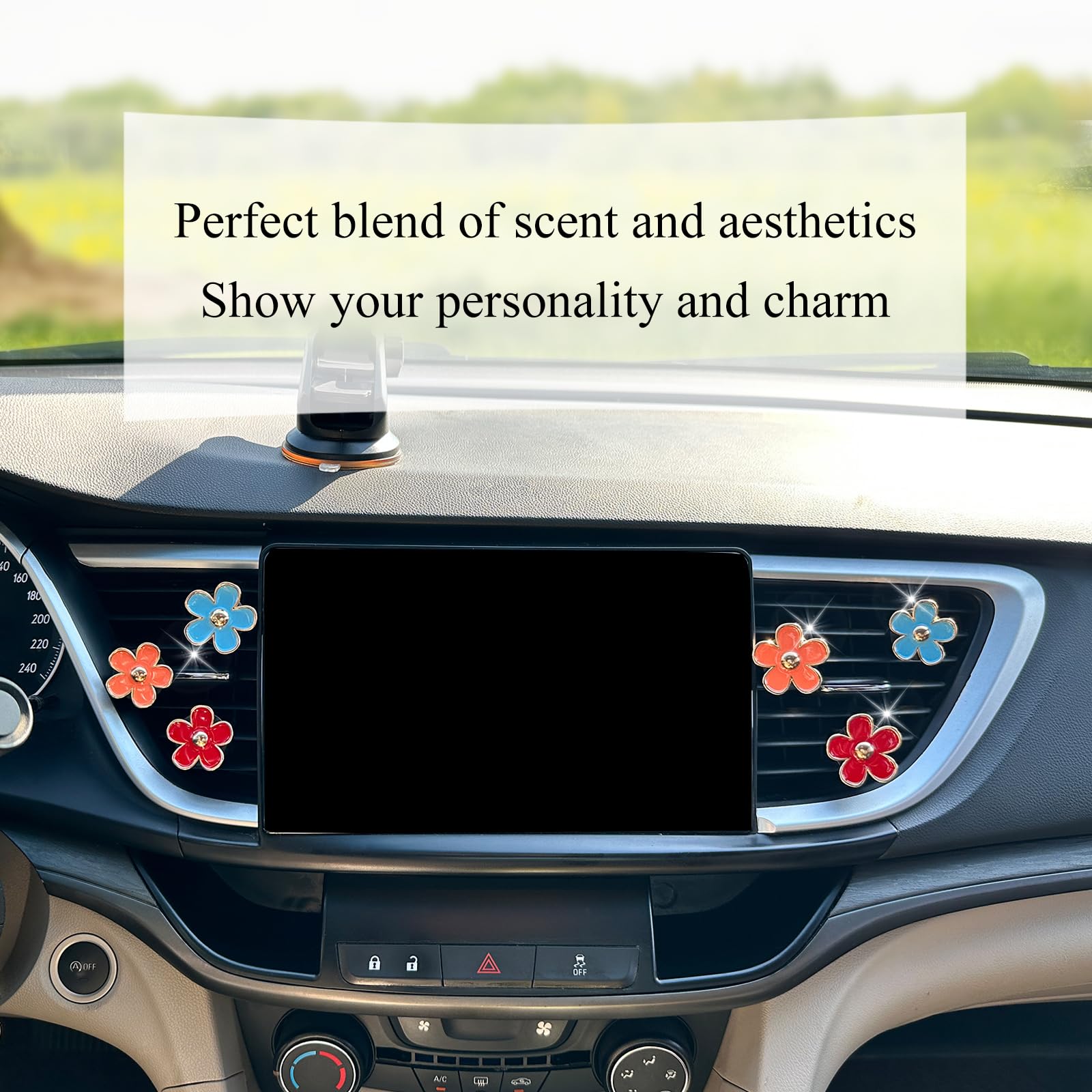Oriesse 6Pcs Flower Air Vent Clips Car Air Freshener,Red Orange Blue Daisy Flowers Vent Clip Car Accessories For Women,Girly Car