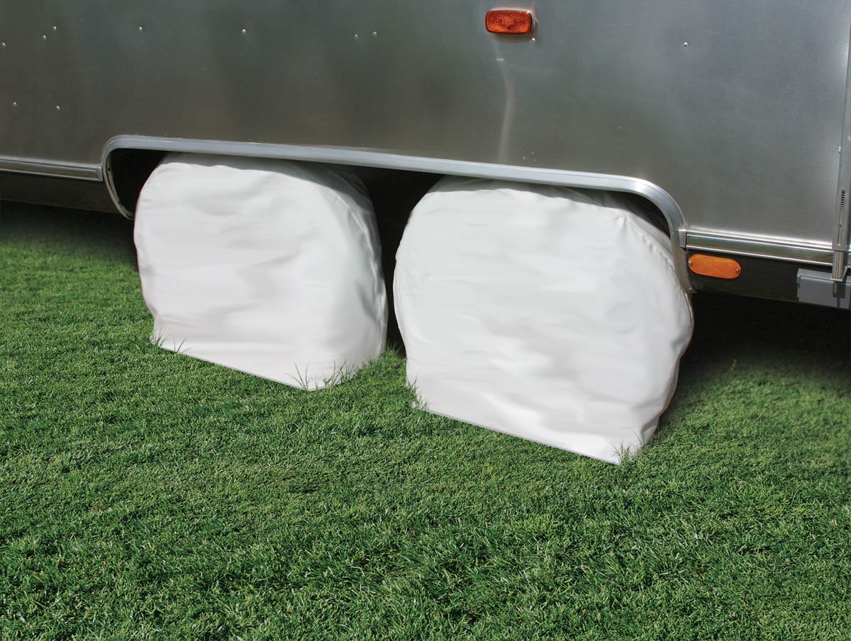 Camco 45325 Vinyl Wheel & Tire Protector, 2 Pack (36 Inches-39 Inches, White)