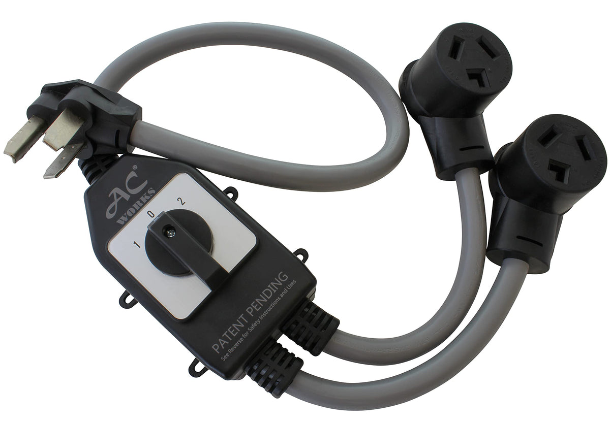 Ac Works Ev Charging Adapter For Tesla Use (Safety Switch Y-Cable-3-Prong Dryer)