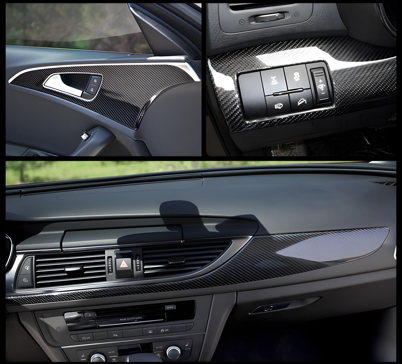 Lzlrun Free Tool Kit 5D High Gloss Carbon Fiber Vinyl Tap For Black Out Chrome Delete Window Trim Door Trim (4Feet X 10Feet)