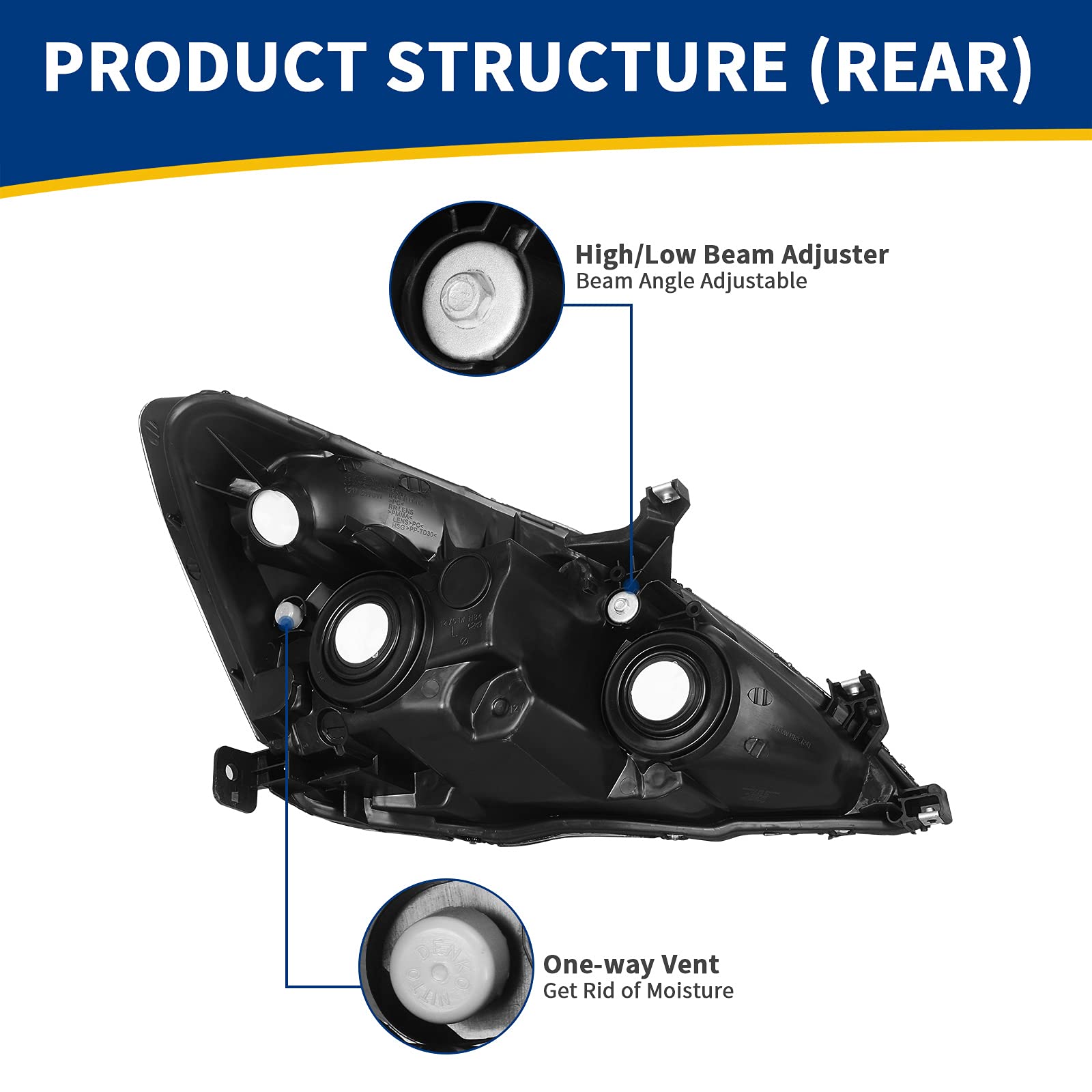 Autosaver88 Headlight Assembly Compatible With 03 04 05 06 07 Accord Oe Headlamp Replacement Chrome Housing Clear Lens