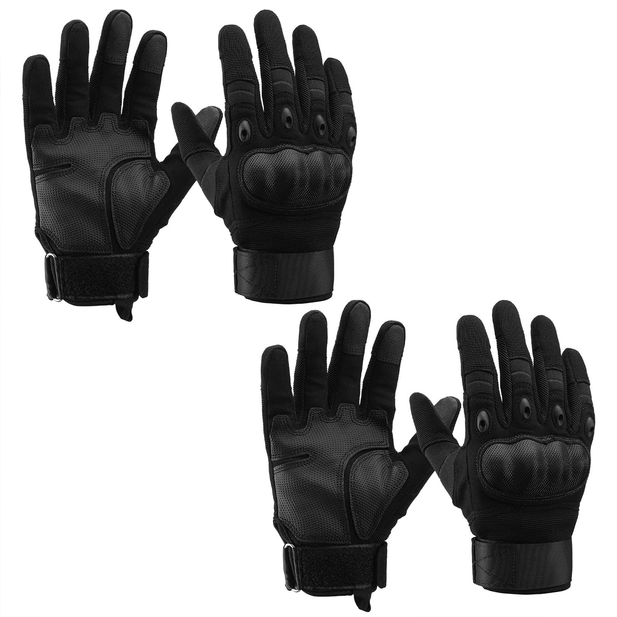 Cierto 2 Pairs Motorcycle Gloves For Men And Women, Touch Screen Tactical Glove With Full Finger Breathable Hard Knuckle And Adj