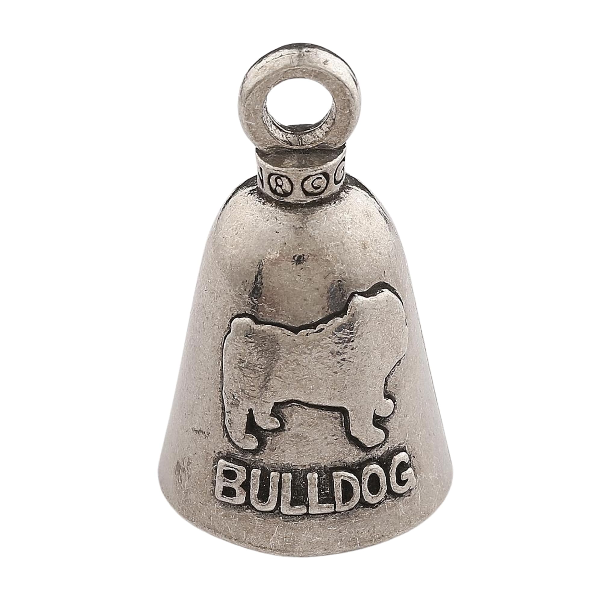 Guardian Bell Bulldog Good Luck Bell W/Keyring & Black Velvet Gift Bag | Motorcycle Bell | Lead-Free Pewter | Made In Usa