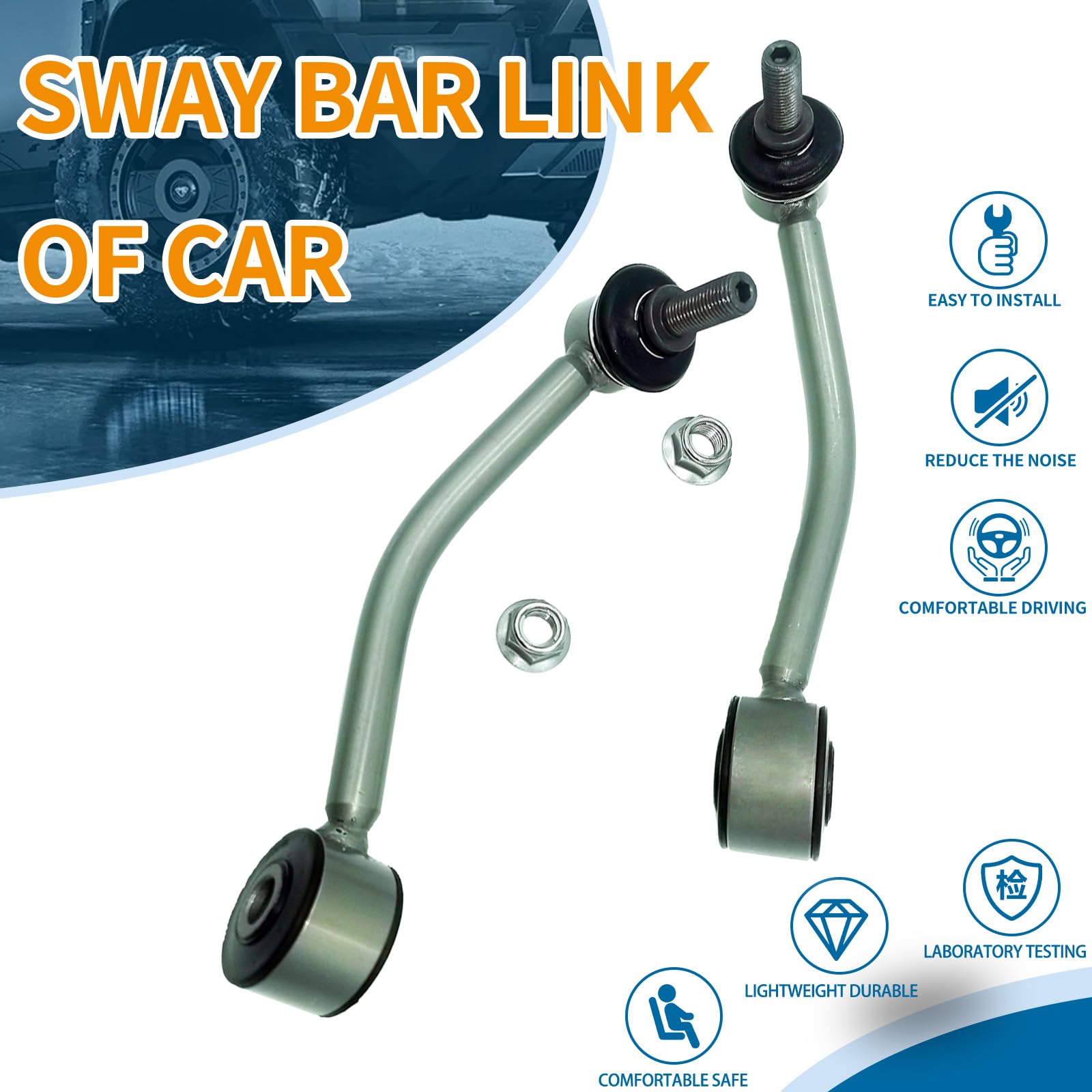 Xcpmc Zinc Nickel Alloy Rear Sway Stabilizer Bar End Link 2 Pcs Left & Right|Replacement For Q7 Cayenne Touareg|Replace Oe#: K80