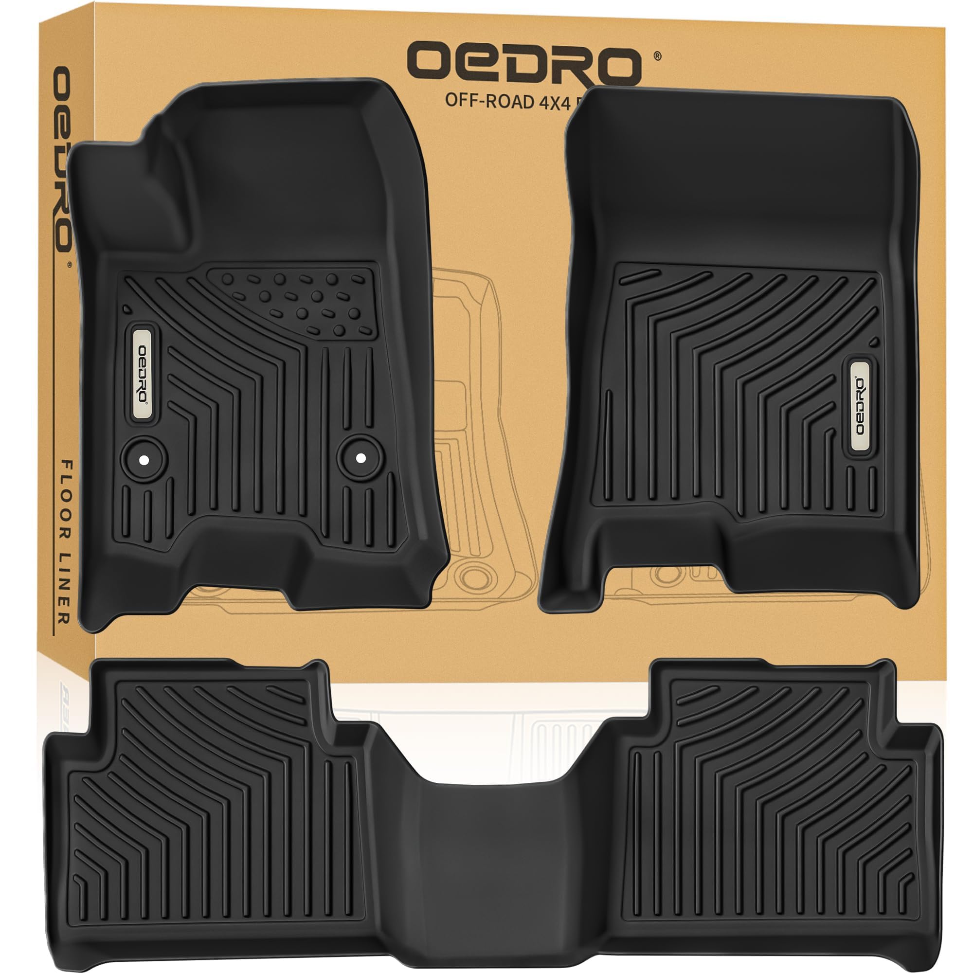 Oedro Floor Mats Fit For 2023-2025 Chevy Colorado Crew Cab/Gmc Canyon Crew Cab, All-Weather Car Floor Liners Accessories Include