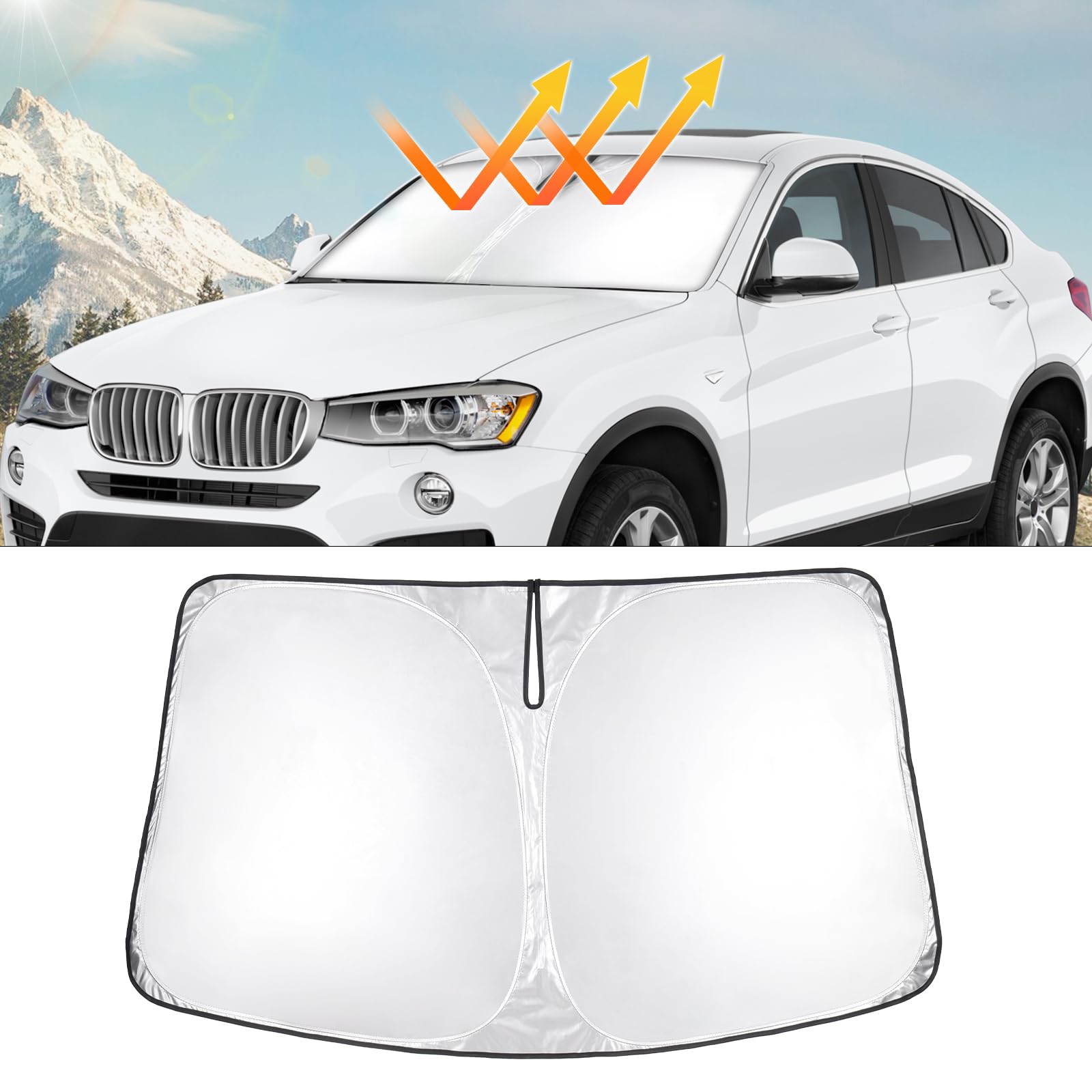 T Tgbros Windshield Sun Shade Custom Fit For 2015-2018 Bmw X4 Accessories Foldable Sun Shield Reflective Polyester Sun Visor Cov