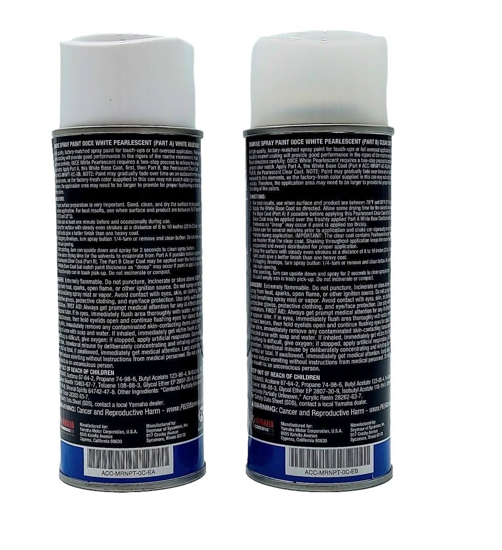 YAMAHA Original OEM Yamalube ACC-MRNPT-0C-EA and ACC-MRNPT-0C-EB White Pearlescent/Clear Coat Parts A and B