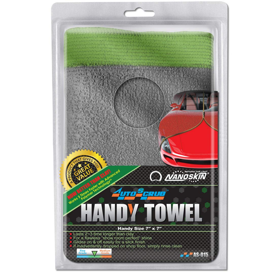 Nanoskin Autoscrub Surface Prep Towel - General Grade 7'' X 7'' - Patented Clay Bar Replacement Tool To Remove Embedded Contamin