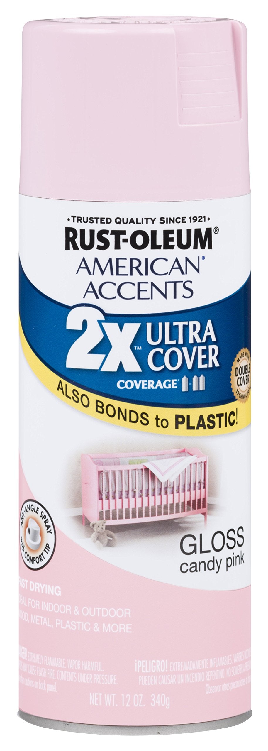 Rust-Oleum 284976 American Accents Ultra Cover 2X Gloss, 12 Fl Oz (Pack of 1), Candy Pink