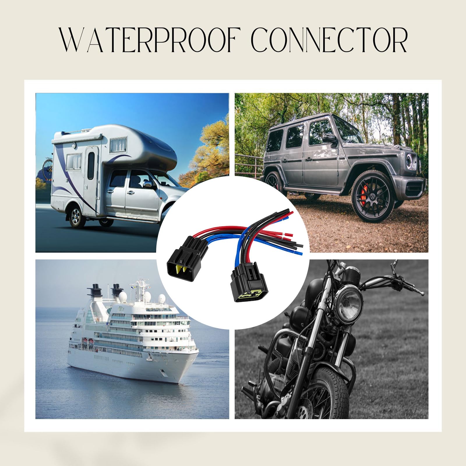 Zhofonet 6 Pin Waterproof Connector,Waterproof Electrical Car Auto Wire Connector,16Awg Male Female Quick Disconnect Wire Connec