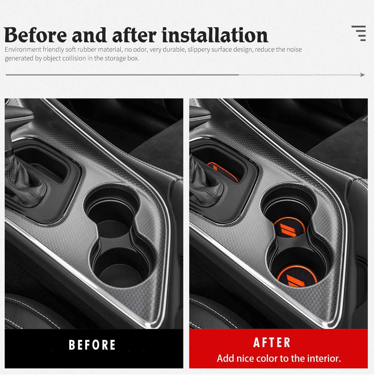 Auovo 11Pcs Decor Liner For Challenger Accessories 2015 2016 2017 2018 2019 2020 2021 2022 2023 Interior Anti Dust Mats Center C