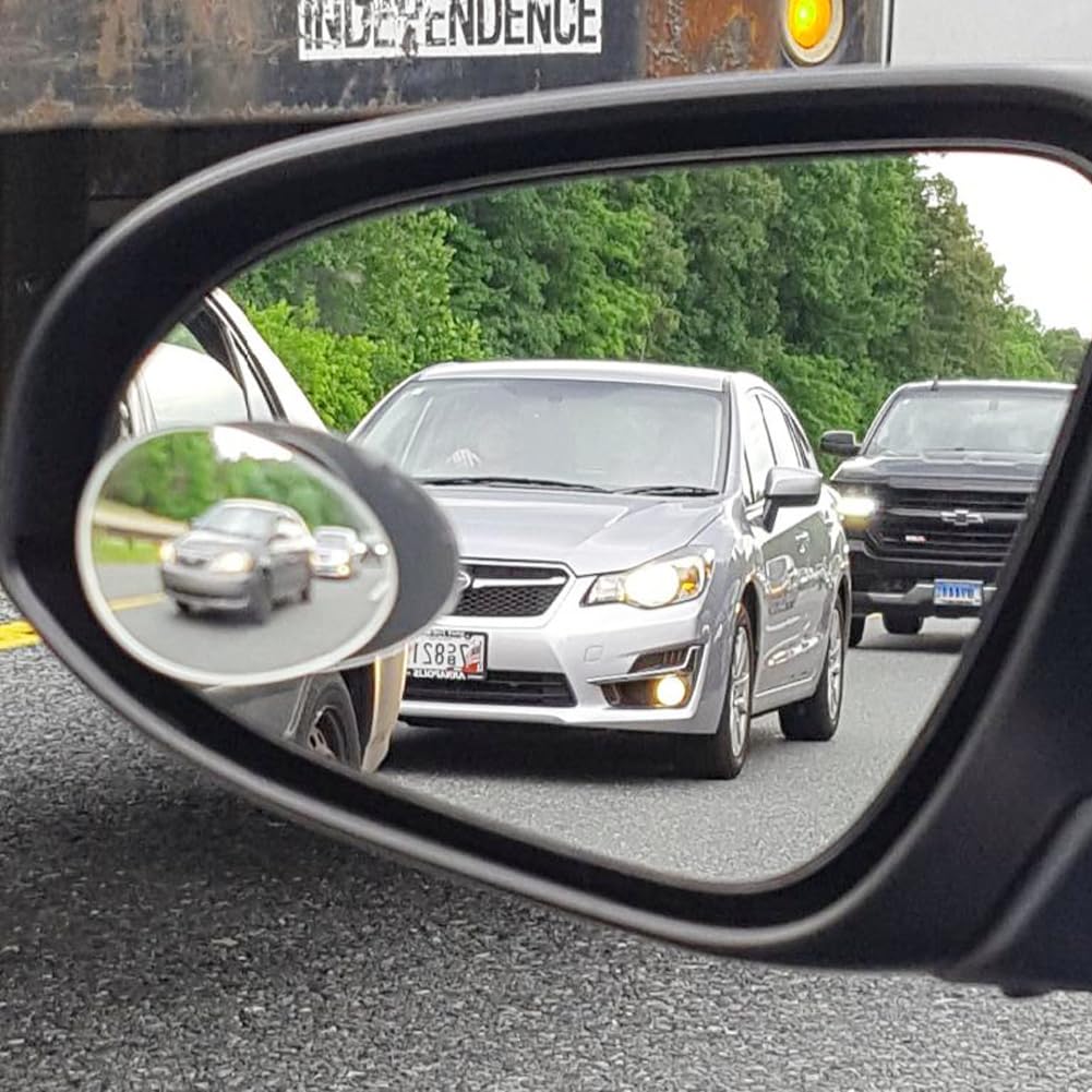 Ampper Blind Spot Mirror Oval, Hd Glass Frameless Stick On Adjustabe Convex Wide Angle Rear View Blind Spot Car Mirror For Car B